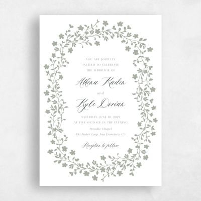 Pale Sage, Green Wedding Invitation - Ysabeau Portrait