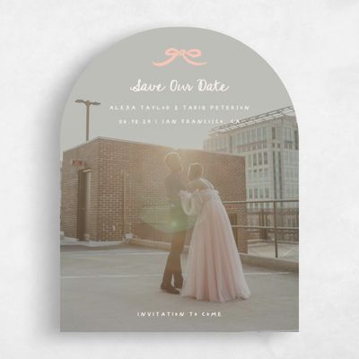 Beige Arch Wedding Save the Date - Emelia Photo