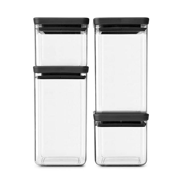 Brabantia Tasty+ Square Canister Set of 4, Dark Grey