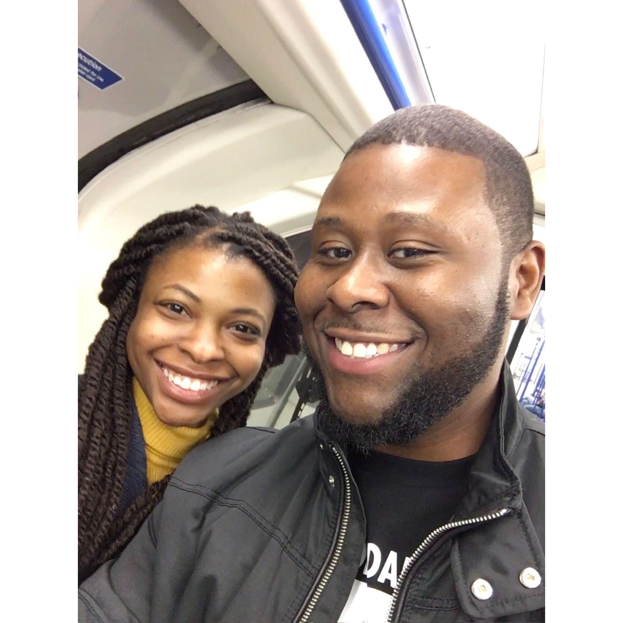 On the Tube in London.