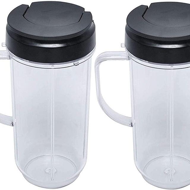 22oz Blender Cups Replacement Compatible with Magic Bullet, Tall 22oz Cup w/Flip Top To-Go Lid Replacement Compatible with Magic Bullet 250w Blender