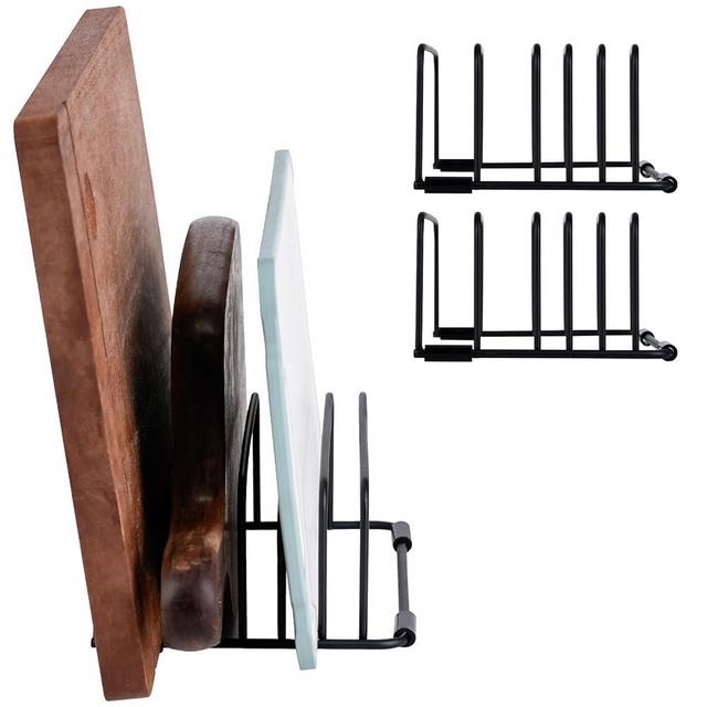 [2-Pack] Cutting Board Organizer， Cutting Board Holder Rack Chopping Board Holder Cabinet Kitchen Storage Rack Applicable to Baking Tray、Cooling Rack、Cutting Board、Cookie Pans 7.18 x 5.48 x 3.14 in