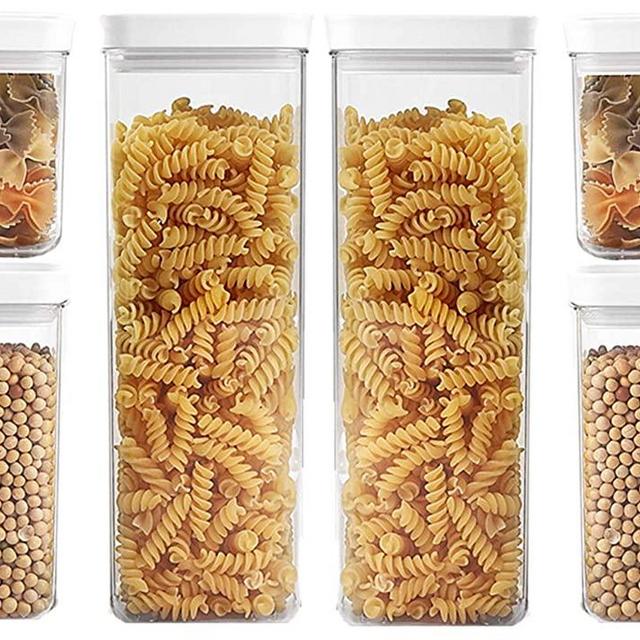 SANNO Airtight Food Storage Containers 6 Pieces - Plastic PBA Free Kitchen Pantry Storage Containers for Sugar,Flour and Baking Supplies