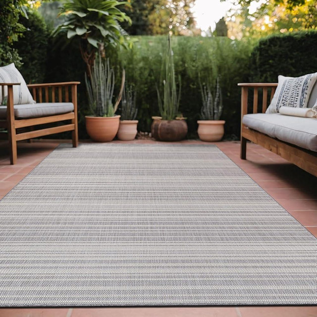Luul Home Stripe Outdoor Rug 5x7 Washable Outside Carpet for Indoor Patio Porch Waterproof Easy Cleaning Non Shedding Area Rugs Gray 5 x 7