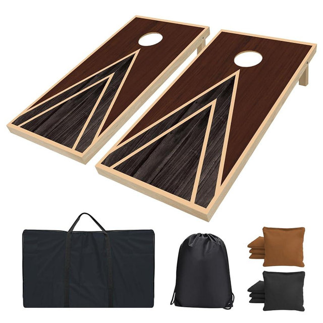 Cornhole Boards Set - Regulation Size 4x2/3x2ft Solid Wood Corn Hole Game Set with 8 Bean Bags and 2 Cornhole Boards - Perfect for Outdoor Game