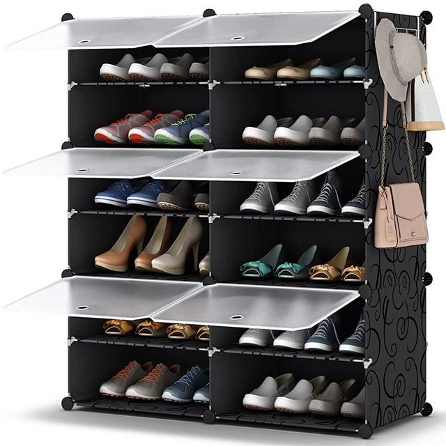 Shoe Rack Organizer, 6 Tier Shoe Storage Cabinet 24 Pair Plastic Shoe Organizer Shoe Shelves for Closet Hallway Bedroom Entryway