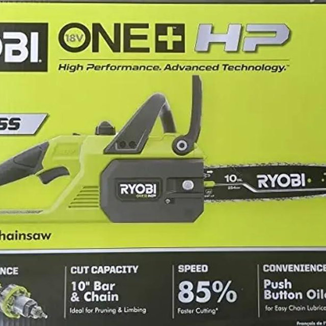 RYOBI ONE+ HP 18V Brushless 10 in. Cordless Battery Chainsaw (Tool Only) P2502BTL 0