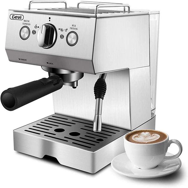 Espresso Machines 15 Bar Coffee Machine with Milk Frother Wand for Espresso, Cappuccino, Latte and Mocha, 1.5L large Removable Water Tank and Double Temperature Control System, Stainless Steel