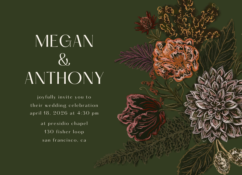 Harlow Landscape | Darkest Olive | Zola Wedding Invitations