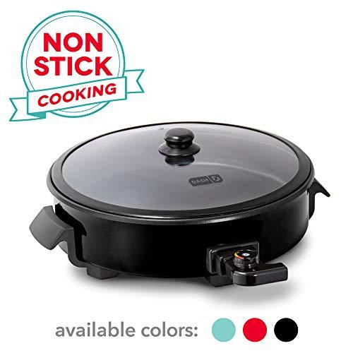 Dash DRG214BK Family Size Rapid Heat Electric Skillet + Hot Oven Cooker with with 14 inch Nonstick Surface + Recipe Book for Pizza, Burgers, Cookies, Fajitas, Breakfast & More, 20 Cup Capacity, Black