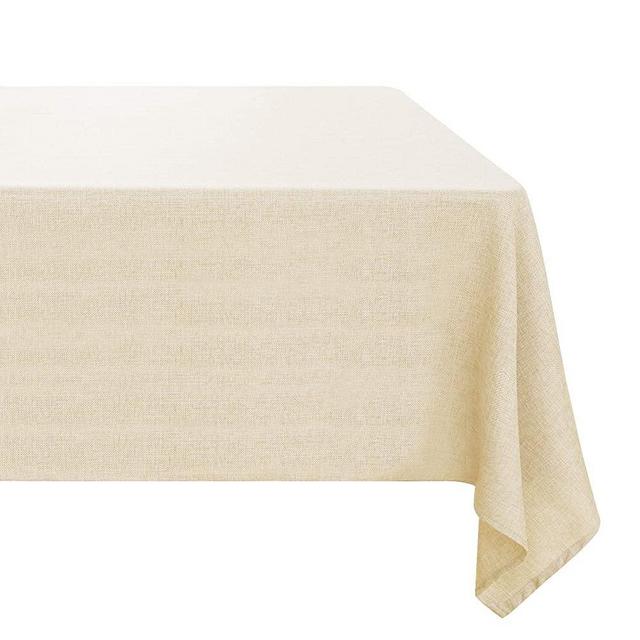 Deconovo Solid Faux Linen Cloth Water Resistant Cover Tablecloth for Square Table, 54W x 54L Inch, Beige