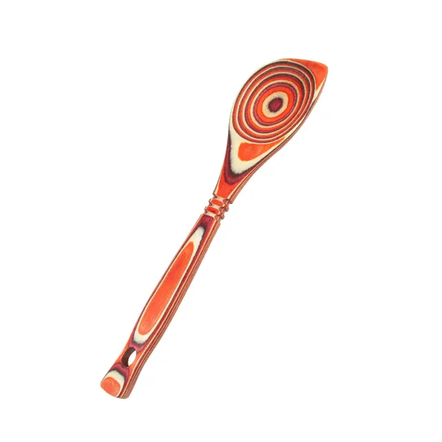 Island Bamboo Pakkawood 12-Inch Corner Spoon, Red