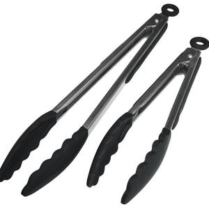 StarPack Home - StarPack Premium Silicone Kitchen Tongs 2 Pack (9-Inch & 12-Inch), Bonus 101 Cooking Tips (Gray-Black)