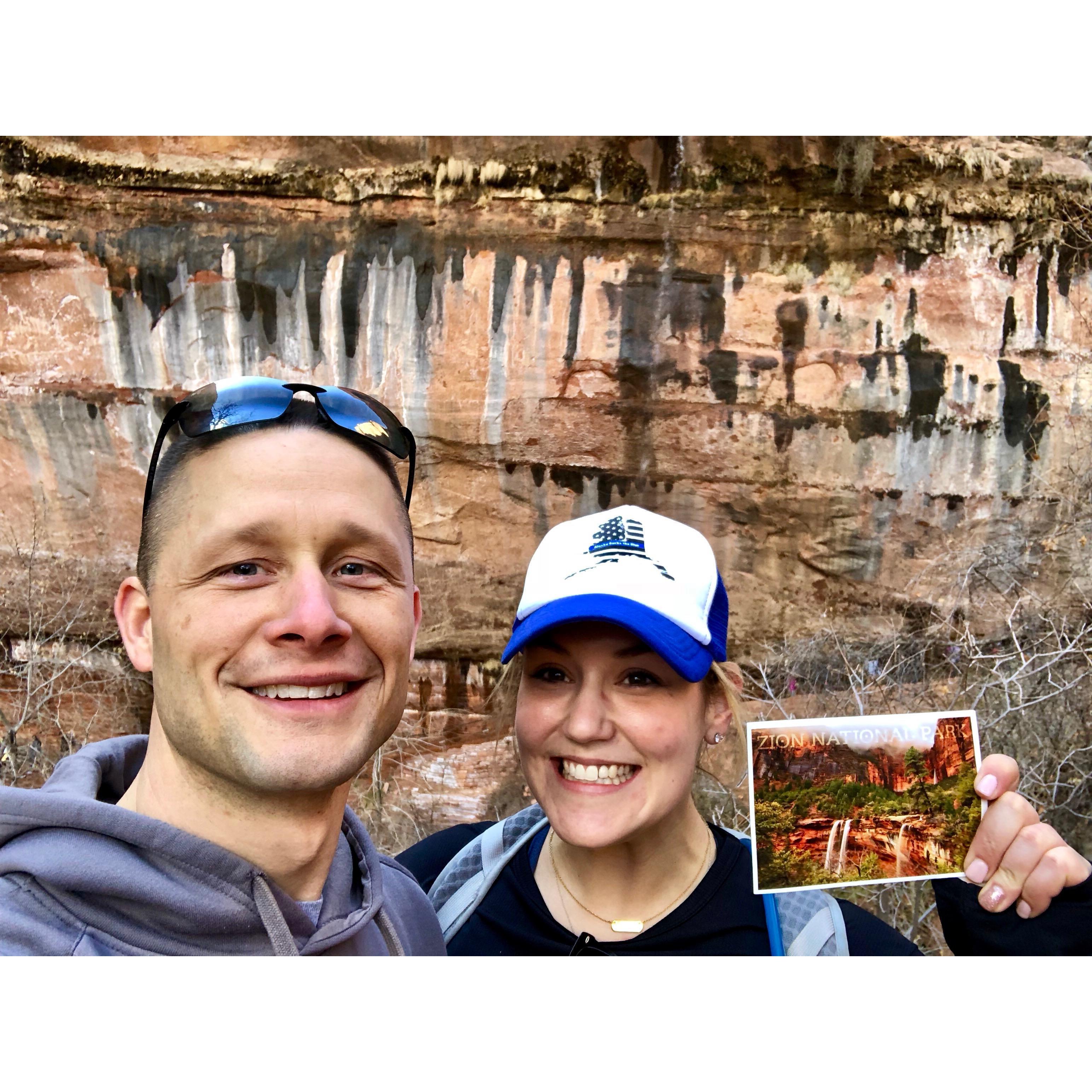 Exploring Zion National Park. Not pictured, a lot of gummy candy, bananas and breakfast burritos