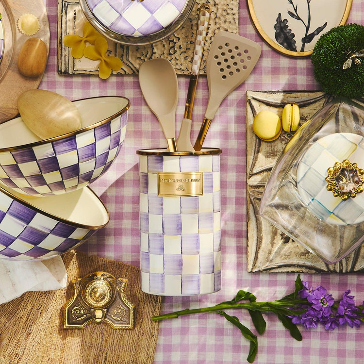 MacKenzie-Childs, Violet Check Utensil Holder | Zola