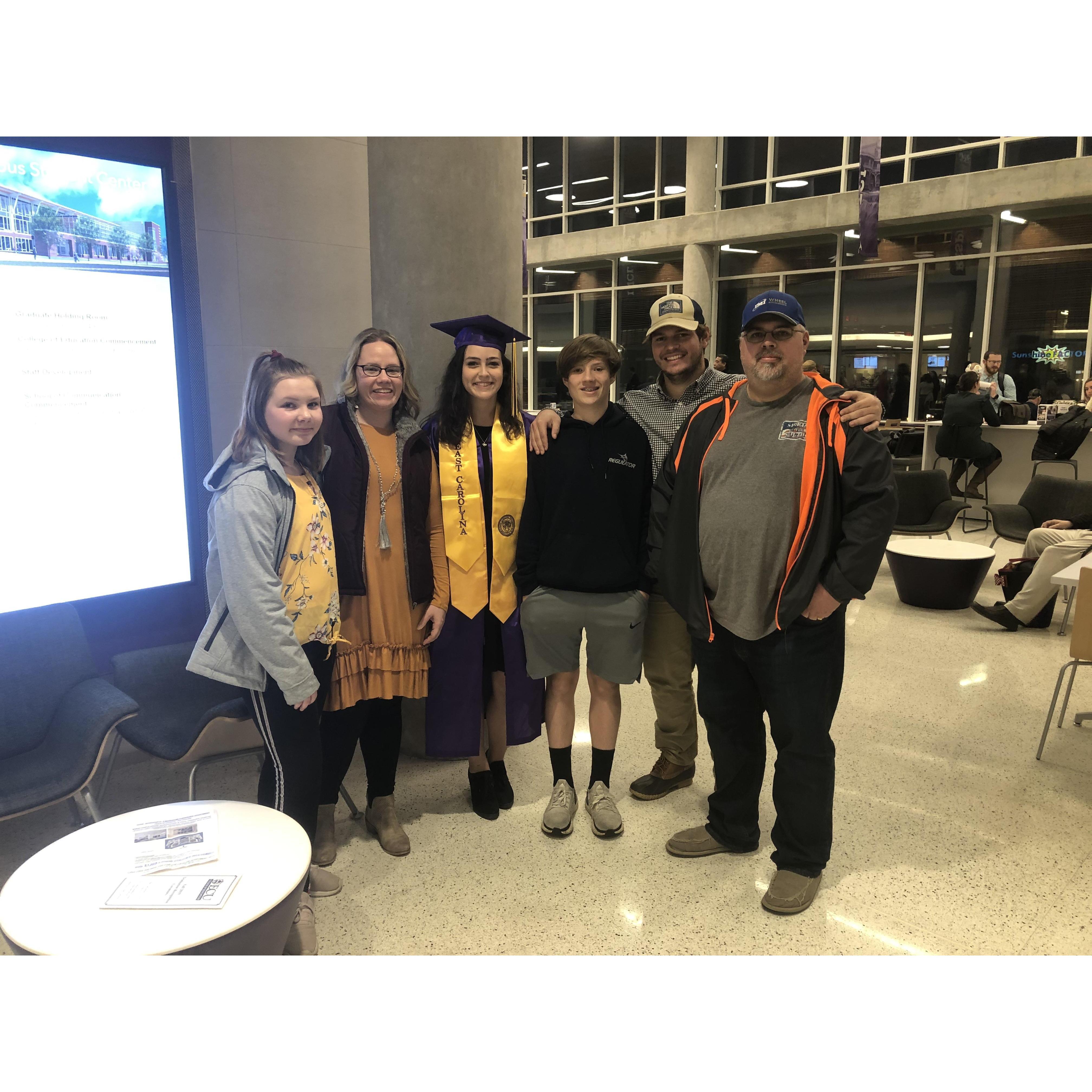 Ady, Jadelle, Sam, Loghan, Darian, and Scott at Sam's graduation