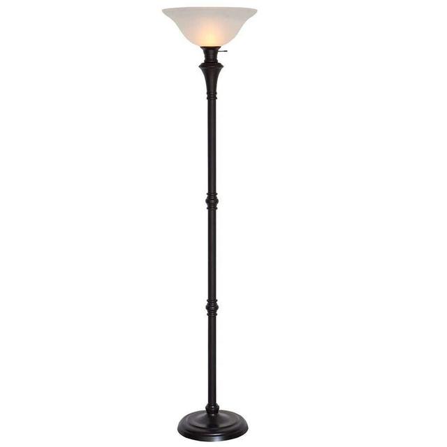 72.75 in. Bronze Floor Lamp with White Alabaster Shade