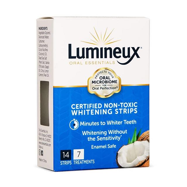 Lumineux Teeth Whitening Strips by Oral Essentials -7 Treatments Dentist Formulated and Certified Non Toxic - Sensitivity Free - Whiter Teeth in 7 Days - NO Artificial Flavors, Colors, SLS Free