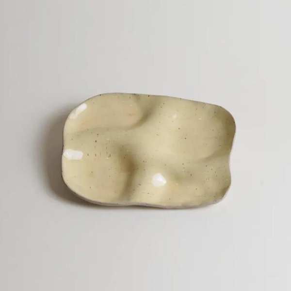 Ceramic Snack Plate (Four Wells) - Butter Yellow
