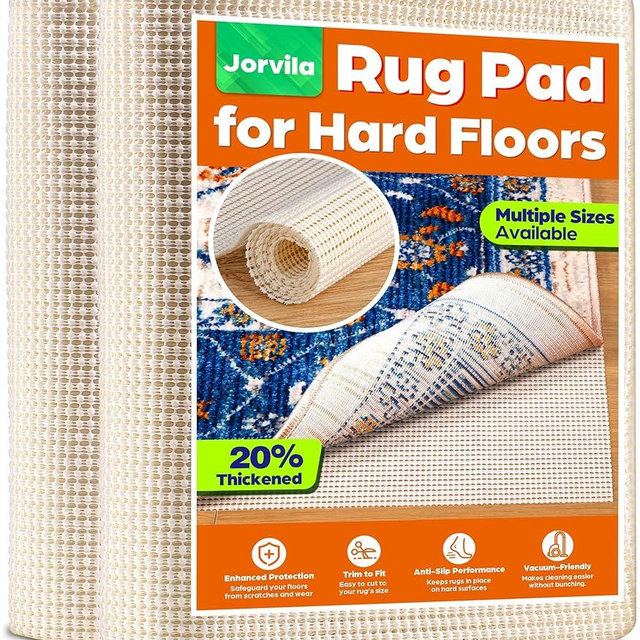Jorvila Non-Slip Rug Pad Gripper 2.5x12 Feet, Anti Skid Mat for Under Area Rugs, Keeps Rugs in Position and Safe, Thick Cushioned Carpet Pad for Hardwood Floors Protection