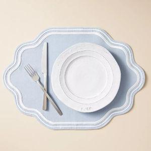 Madeline Embroidered Cotton Placemat - HYDRANGEA