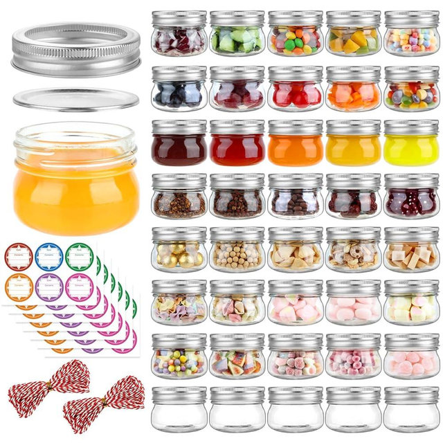 UrSpeedtekLive 40 Pack 4 oz Mason Jars with Regular Lids and Bands, Small Canning Jars, Mini Glass Jars for Honey Jelly Jam Crafts