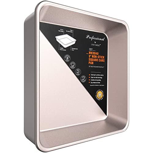 CHEFMADE Square Cake Pan, 9-Inch Bakeware Non-Stick Heavy Duty Carbon Steel Pan Deep Dish Oven Baking Mold Baking Tray Ovenware for Cakes, Bread, Pizza, Cookies