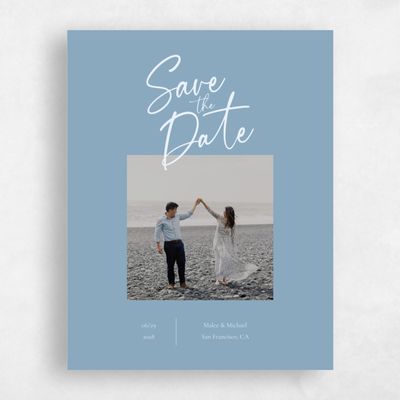 Slate Blue Wedding Save the Date - Santorini Photo