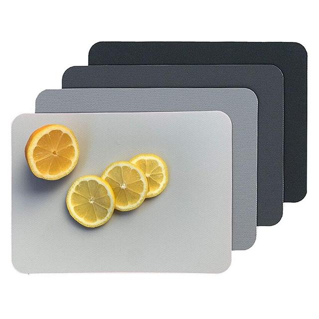 Simply Genius (4 Piece) 8" x 11" Extra Thick Small Cutting Boards for Kitchen Prep, Non Slip Flexible Cutting Mats, Dishwasher Safe, BPA Free Plastic Chopping Mats for Meats Vegetables, Gray
