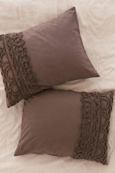 Chloe Tufted Medallion Sham Set - Grey