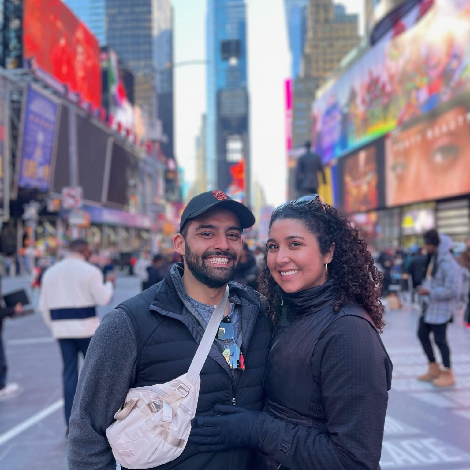 Our first flight together was to New York