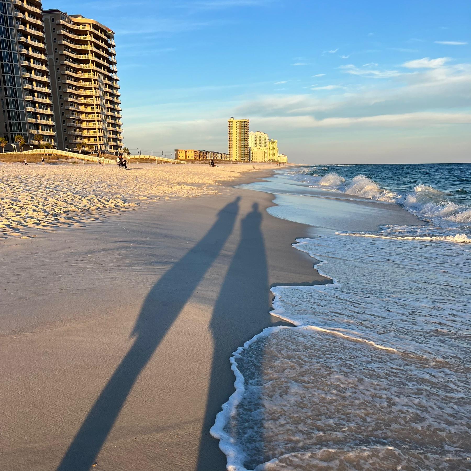 Nate avoiding touching the ocean!