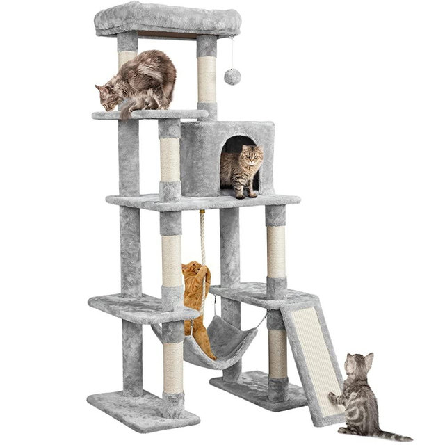 Yaheetech Cat Tree Cat Tower, 63 Inches Multi-Level Cat Tree for Indoor Cats, Tall Cat Tree with Sisal-Covered Scratching Posts & Condo, Cat Furniture Activity Center for Cats Kitten