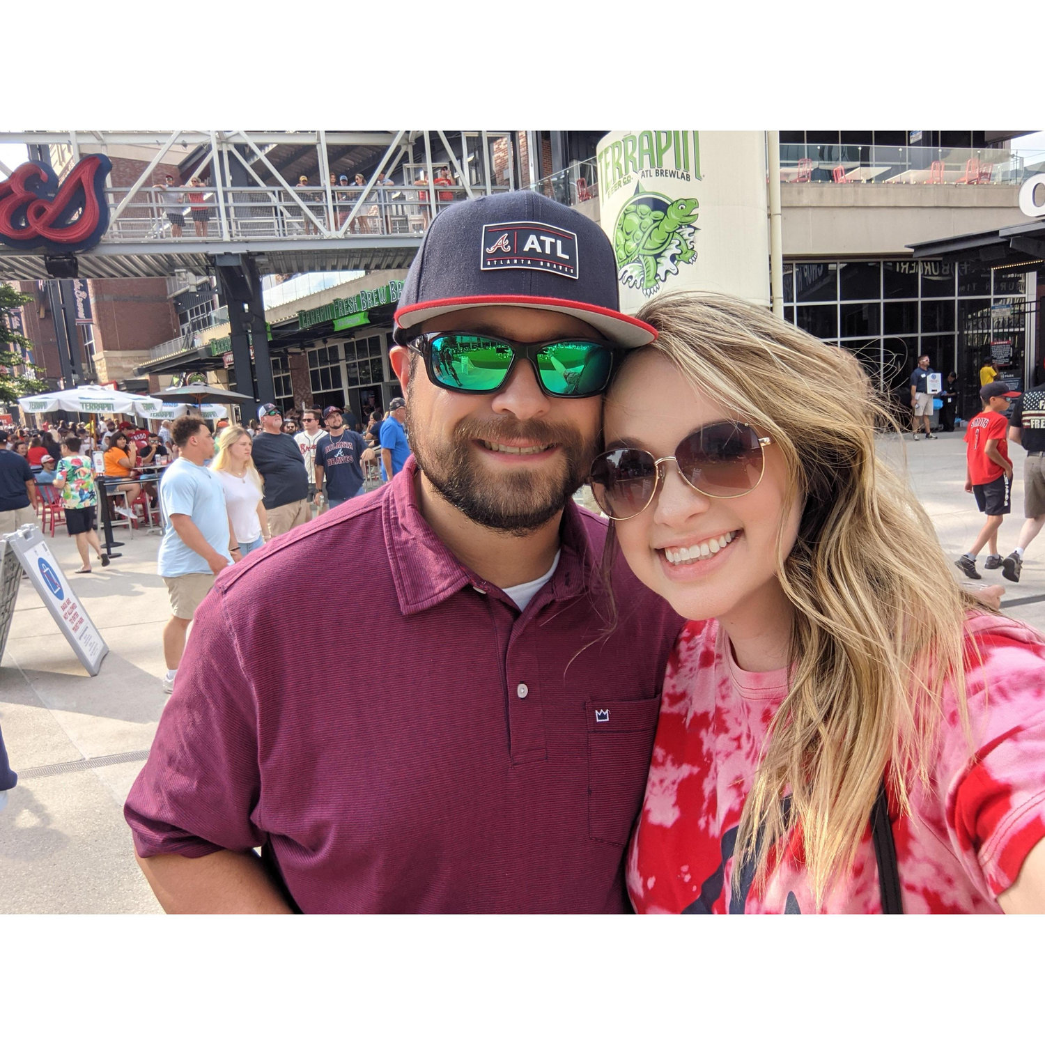 One of many Braves games we attended together!
We enjoy getting to have dinner and spend several hours together cheering on the Braves.
We even bought tickets for next season already!