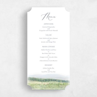 White Ticket Wedding Menu - Meadowlark