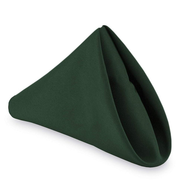 Lann's Linens - 1 Dozen 17" Cloth Dinner Table Napkins - Machine Washable Restaurant/Wedding/Hotel Quality Polyester Fabric - Hunter Green