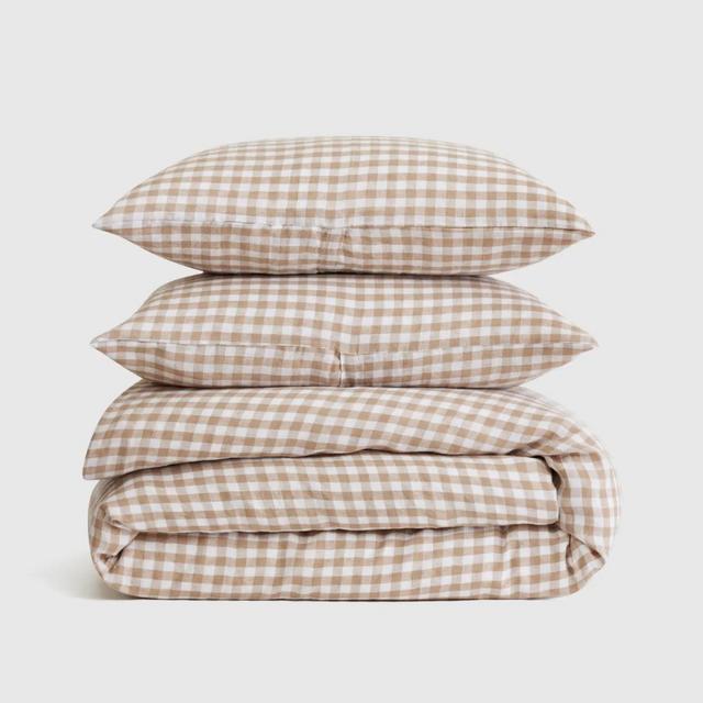 European Linen Gingham Duvet Cover Set