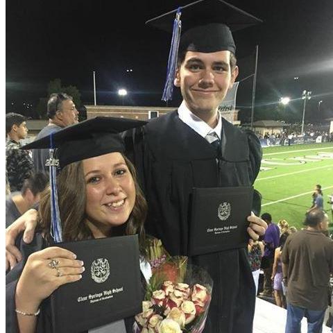 The happy couple graduating from Clear Springs High School on June 7th 2015.