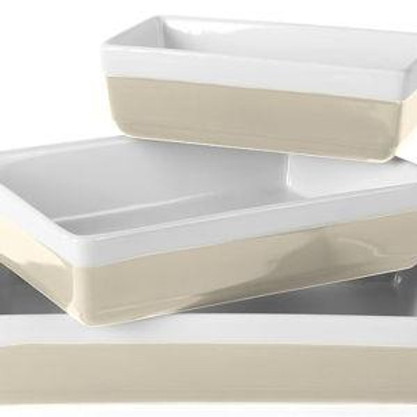 MARTHA STEWART 3-Piece Oven to Table Stoneware Bakeware Set – Baking Dish & Casserole Set – Dusty Blue – Durable Oven-Safe Bakeware for Baking and Serving