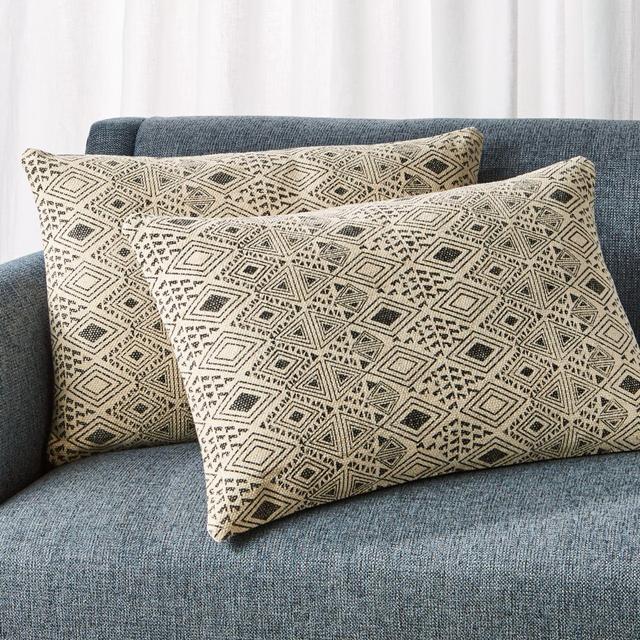 Leoni Grey Lumbar Pillows 24"x16", Set of 2