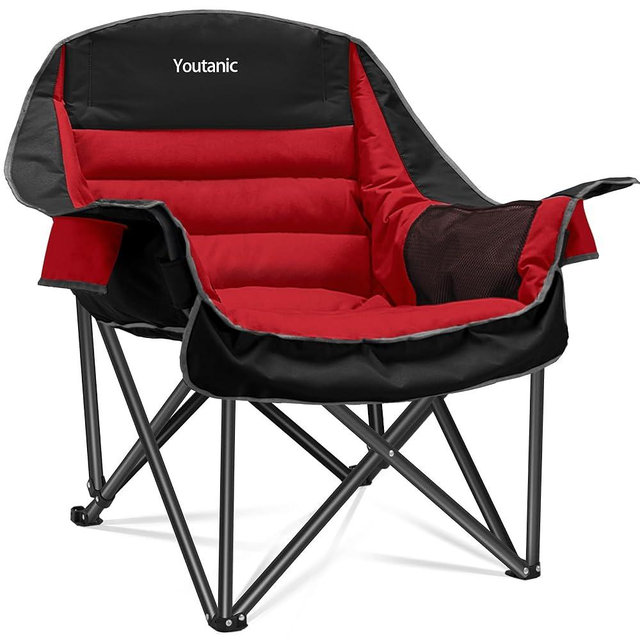 Youtanic Oversized Camping Chair, Portable Folding Camping Chairs with Side Pocket, Cup Holder and Carry Bag, Heavy Duty Outdoor Camping Chairs for Adults, Fishing, Sports, Trip, up to 400lbs, Style 5