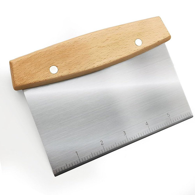 ROCKFEELTEE Multipurpose Bench Scraper, Dough Scraper and Dough Cutter for Flat Top Griddle, Bread, Pizza, and Pastry – Stainless Steel Griddle Scraper Chopper for Baking and Cooking
