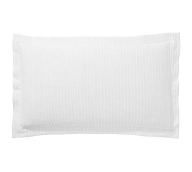 Stripe Matelasse Cotton Sham, King, White