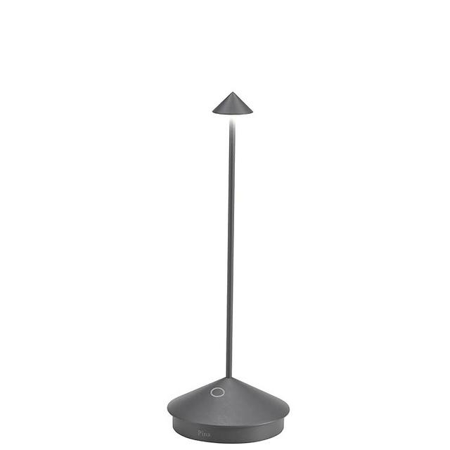 Zafferano Pina Pro LED Table Lamp (Color: Dark Grey) in Aluminum, IP54 Protection, Indoor/Outdoor use, Contact Charging Base, 11”, USA Plug