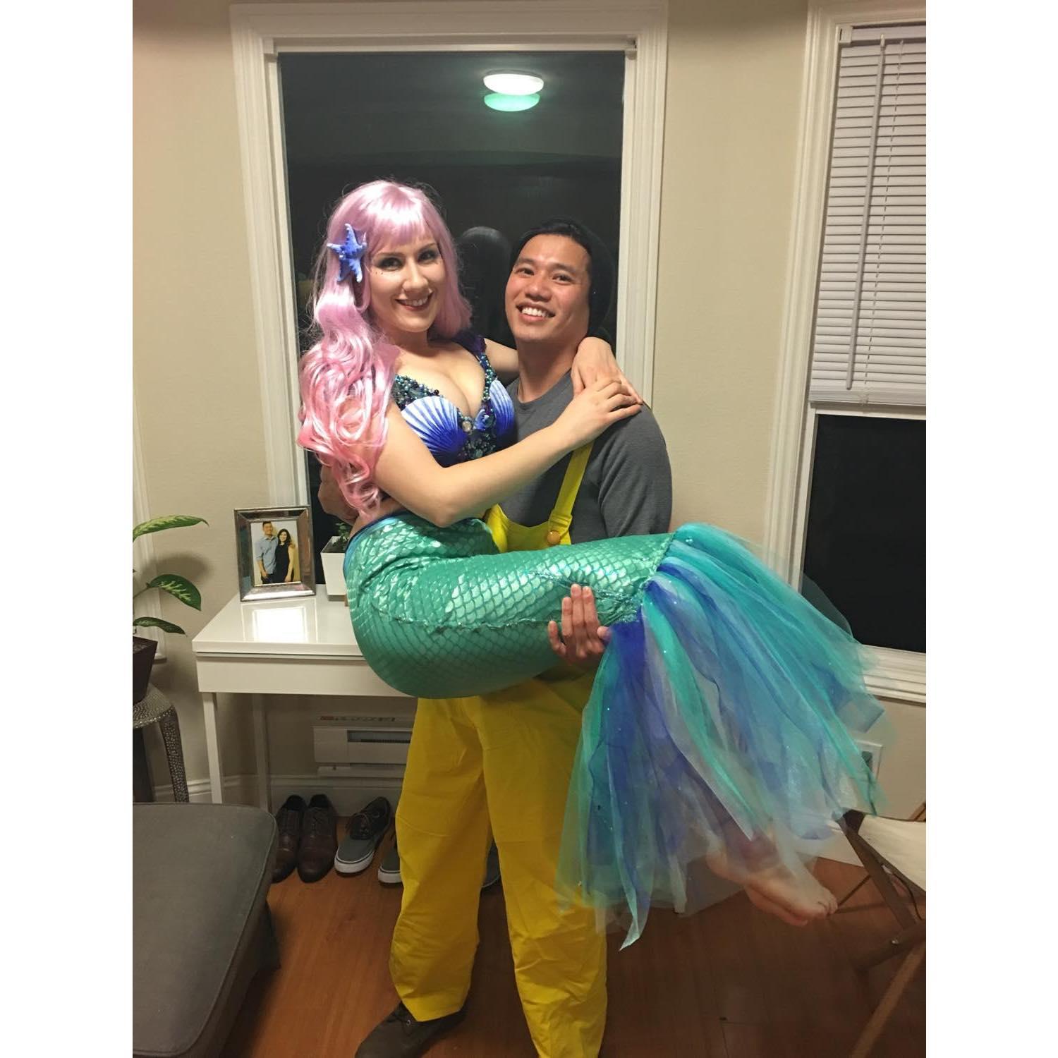 A fisherman and the mermaid he caught Halloween 2016