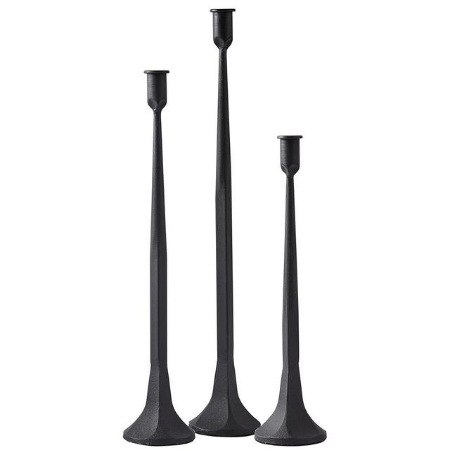 Denique Iron Taper Candle Holder Set of 3, Black Candlestick Holders 19.3”17” 14” Heightening Decorative Candle Stand Set for Wedding, Dining Table, Home Decoration (Black)