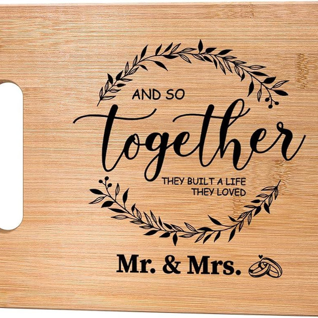 Wedding Gifts Bridal Shower Gifts for Bride and Groom Engagement Gifts for Couple 2025 Valentines Day Present for Husband and Wife Newlywed Marriage,Best Wedding Favors Engraved Bamboo Cutting Board