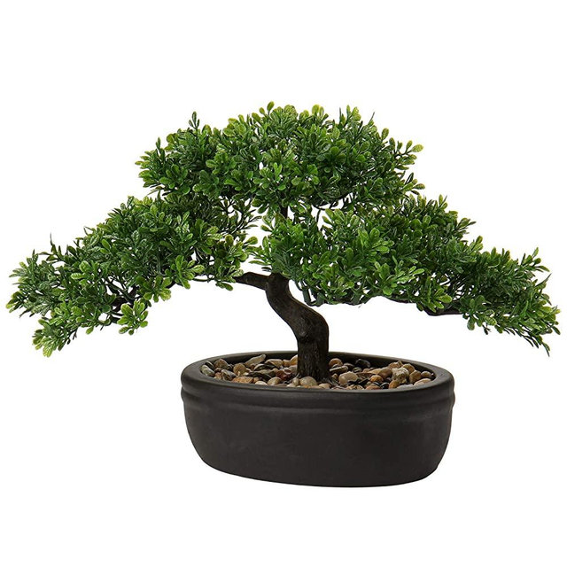 Bonsai Tree, Fake Plants Ceramic Potted Tree Artificial Japanese Cedar Bonsai Tree Decoration for Home Desk Office Bathroom Kitchen Farmhouse Indoor/Outdoor (Bonsai Tree #04)