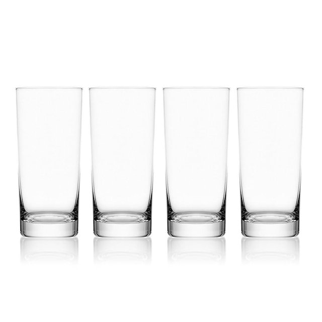 Mikasa Lana Tall Beverage Highball Glass Cups, Set of 4, 16 Ounce, Clear