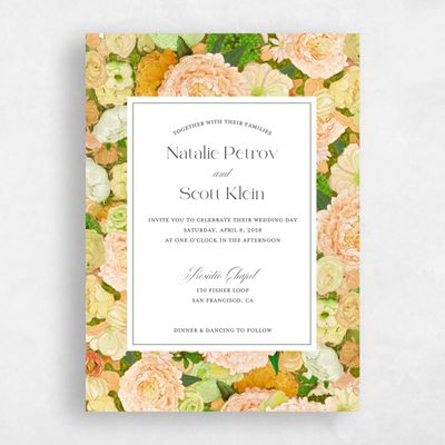 Light Orange Wedding Invitation - Horto Portrait